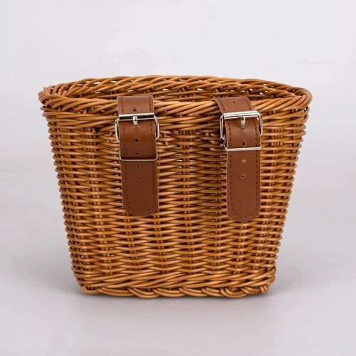 Koszyk rowerowy przedni na kierownicę pleciony rattanowy