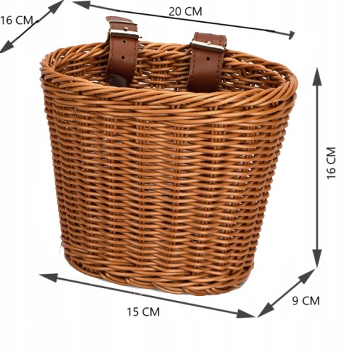 Koszyk rowerowy przedni na kierownicę pleciony rattanowy