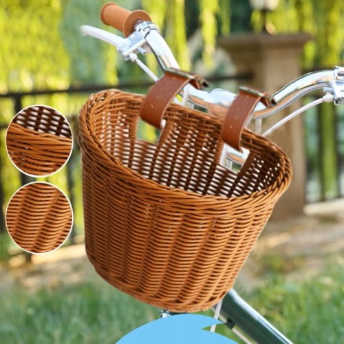 Koszyk rowerowy przedni na kierownicę pleciony rattanowy