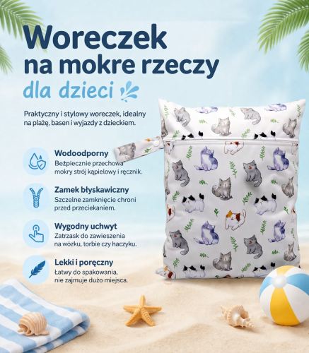 Woreczek na mokre ubrania pieluszki 21x28 cm