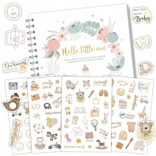 Pamiątkowy notes dla mamy momenty życia dziecka pamiętnik 50 stron naklejki