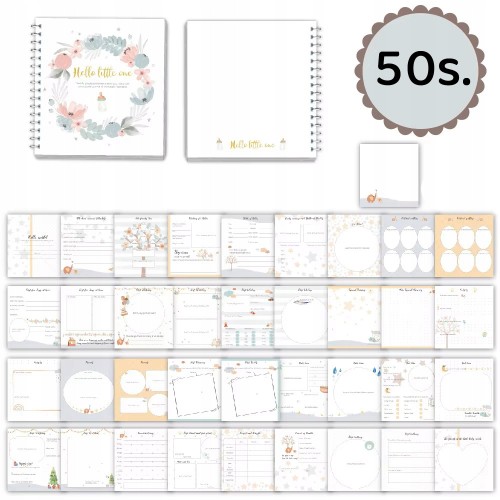 Pamiątkowy notes dla mamy momenty życia dziecka pamiętnik 50 stron naklejki