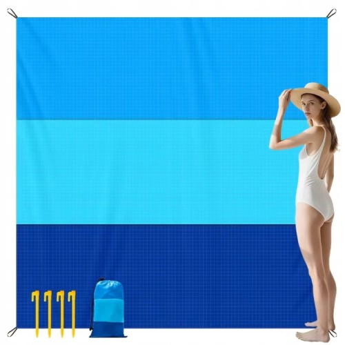 Mata plażowa piknikowa duża 210x200 cm wodoodporna lekka koc turystyczny XXL