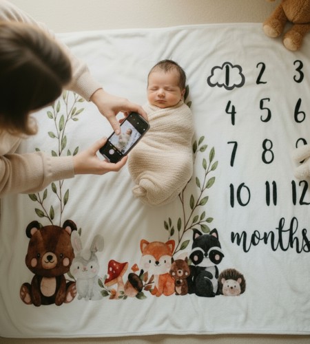 Kocyk do zdjęć foto mata tło do robienia zdjęć dziecka niemowlaka pierwszy rok