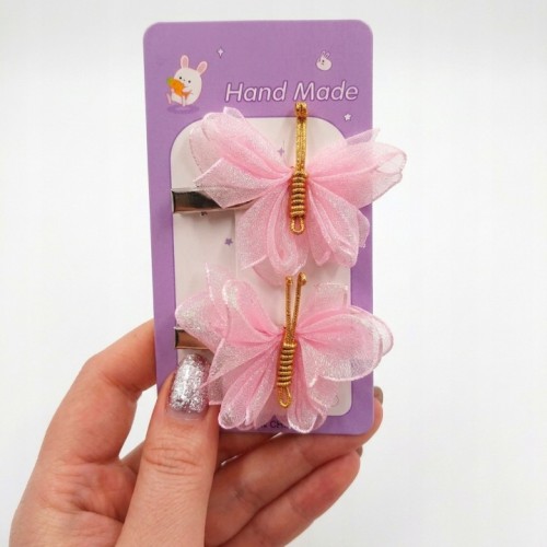 Spinki do włosów motylki dla dziewczynki , ozdobne klamerki boho 2 szt.