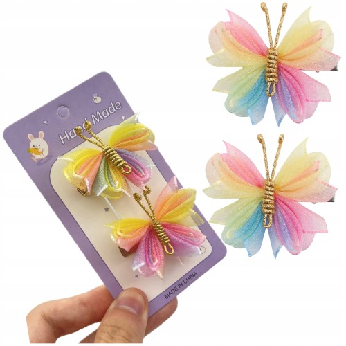 Spinki do włosów motylki dla dziewczynki , ozdobne klamerki 2 szt. 