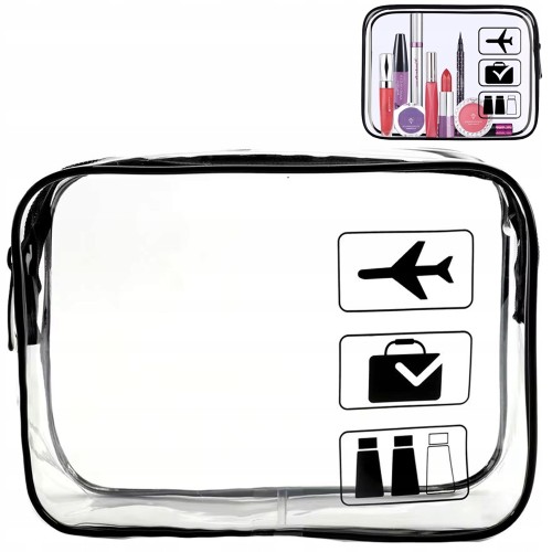 Kosmetyczka do samolotu przezroczysta, wodoodporna na kosmetyki 20x15x6 cm 