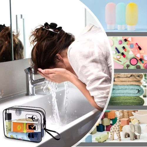 Kosmetyczka do samolotu przezroczysta, wodoodporna na kosmetyki 20x15x6 cm 