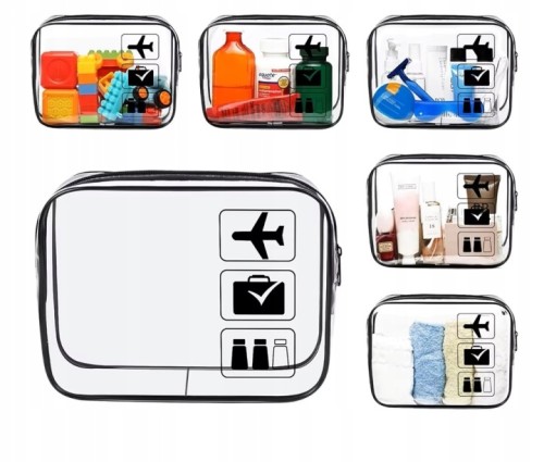 Kosmetyczka do samolotu przezroczysta, wodoodporna na kosmetyki 20x15x6 cm 