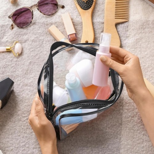Kosmetyczka do samolotu przezroczysta, wodoodporna na kosmetyki 20x15x6 cm 