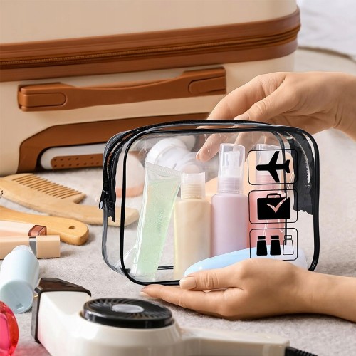 Kosmetyczka do samolotu przezroczysta, wodoodporna na kosmetyki 20x15x6 cm 