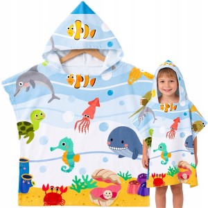 Ręcznik Plażowy dla Dzieci z Kapturkiem – Ponczo z Mikrofibry 60 x 60 cm