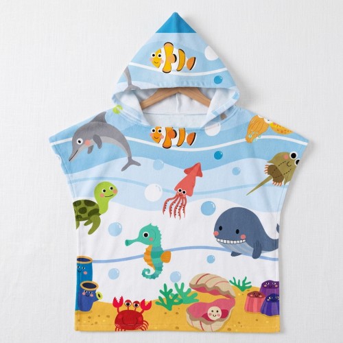 Ręcznik Plażowy dla Dzieci z Kapturkiem – Ponczo z Mikrofibry 60 x 60 cm