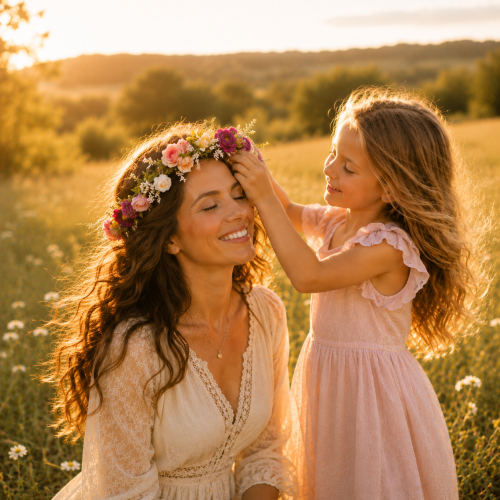 Wianek Kwiatowy Boho na Głowę – Naturalny Wygląd Kwiatów