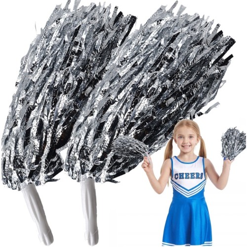 Pompony cheerleaderki do tańca na występy srebrne 2 szt.