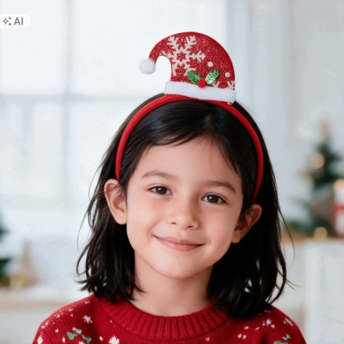 Opaska świąteczna dla dziecka – czapka Mikołaja czerwona na Mikołajki
