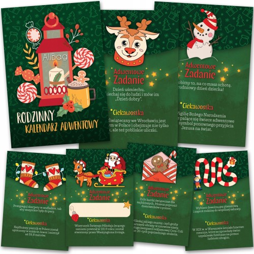 Kalendarz adwentowy na prezent święta DIY zadania + ciekawostki 30 kart