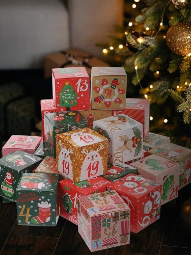 Kalendarz adwentowy dla dzieci DIY składane pudełka 24 pudełeczka puste