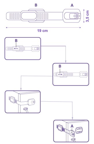 Blokada zabezpieczenie regulowane do szafek szuflad 079B