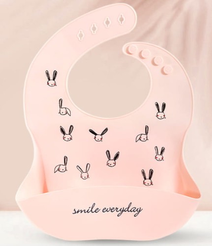 Śliniak silikonowy regulowany króliczki