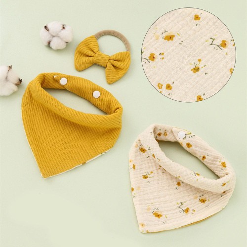 Komplet opaska i chustka apaszka dwustronna żółty