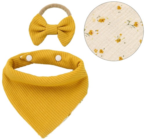 Komplet opaska i chustka apaszka dwustronna żółty