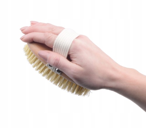 Szczotka do masażu ciała na sucho antycellulitowa drewniana naturalne włosie