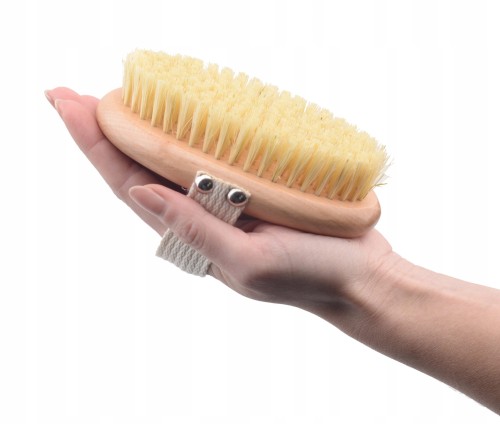 Szczotka do masażu ciała na sucho antycellulitowa drewniana naturalne włosie