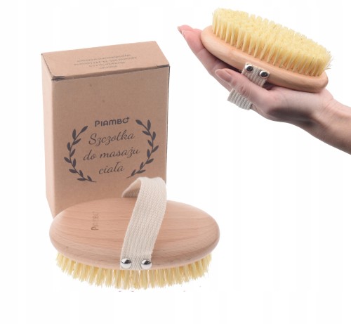 Szczotka do masażu ciała na sucho antycellulitowa drewniana naturalne włosie