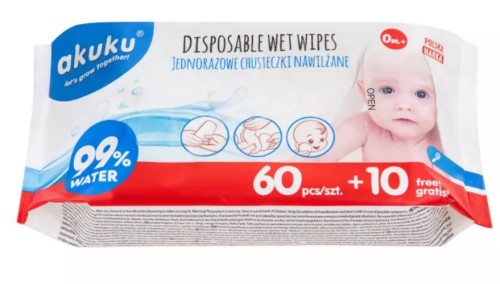 Jednorazowe chusteczki nawilżające Akuku 70 sztuk A0031