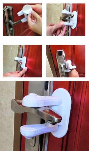 Blokada na klamkę zabezpieczenie drzwi 2 szt