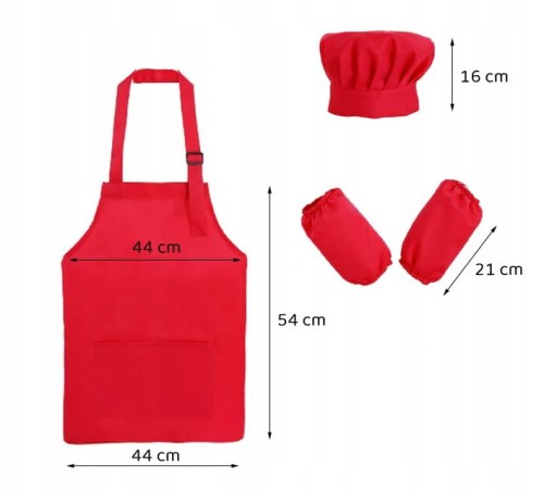 Fartuszek fartuch kucharski kuchenny z czapką i rękawkami czerwony