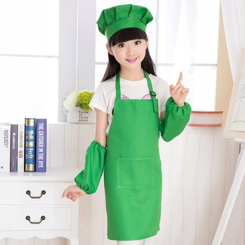 Fartuszek fartuch kucharski kuchenny z czapką i rękawkami dla dziecka zielony
