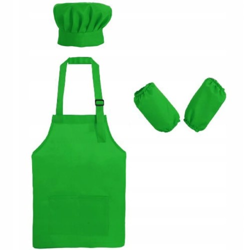 Fartuszek fartuch kucharski kuchenny z czapką i rękawkami dla dziecka zielony