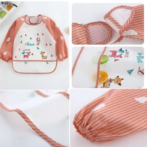 Fartuszek śliniak do karmienia rękawy kieszonka