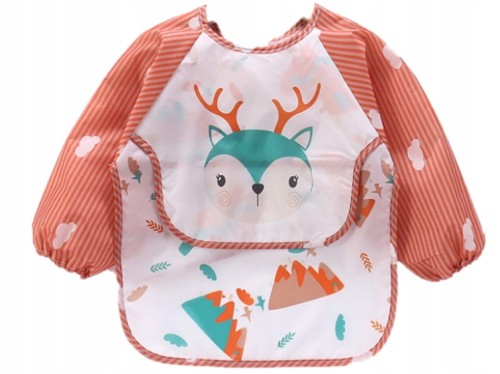 Fartuszek śliniak do karmienia rękawy kieszonka