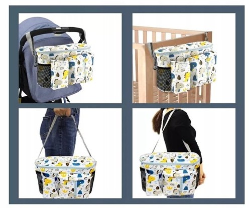 Torba do wózka organizer 3w1 dla mamy i taty - szara