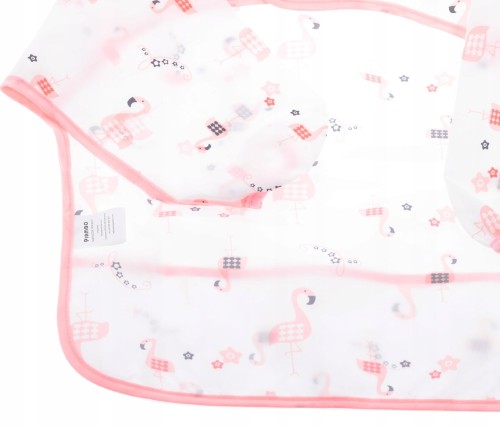 Fartuszek śliniak z rękawkami nieprzemakalny do BLW zapięcie na rzep - Flamingi