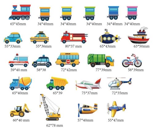 Magnesy na lodówkę dla dzieci piankowe zestaw pojazdy na prezent