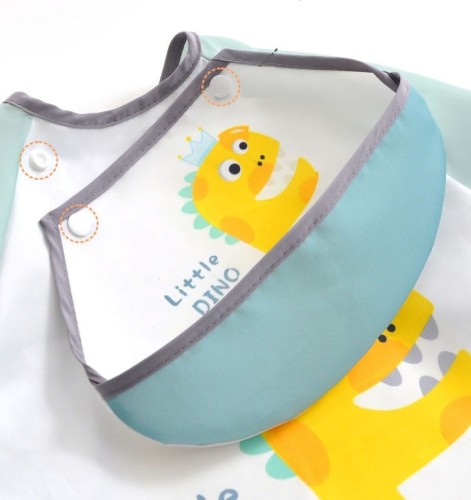 Fartuszek śliniak ochronny z kieszonką i rękawami z odpinanym śliniakiem