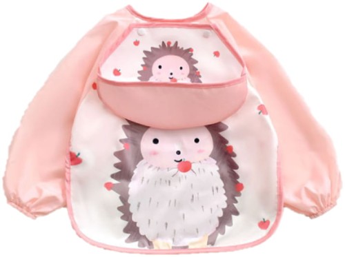 Fartuszek śliniak ochronny z rękawami i odpinaną kieszonką do BLW rozszerzania diety 