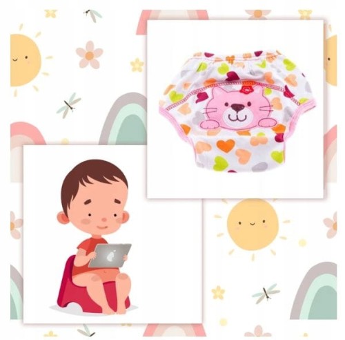 Majtki pieluchy treningowe do nauki sikania odpieluchowania 12-16 kg  model 17 kotek